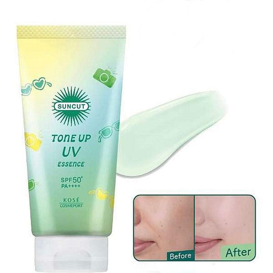 🇯🇵 Japan KOSE SUNCUT Tone Up UV Essence SPF55+ PA++++ 80g [Mint Green]