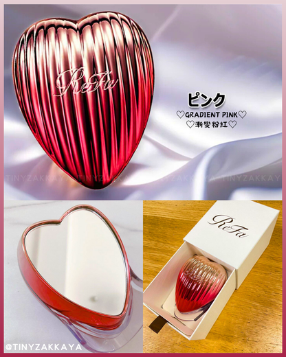🇯🇵JAPAN♥ REFA Heart Brush Ray 3D Detangling Brush with Mirror\ Anti-static and anti-tangling! Mirror creates a full-function easy-to-carry comb / リファハートブラシレイ