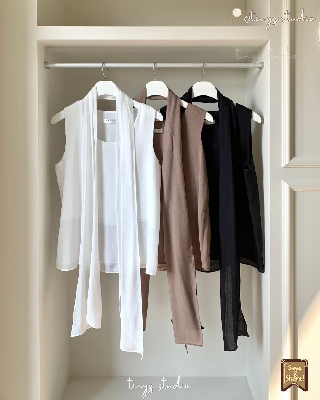 🇰🇷KOREA ♥2-in-1 Scarf-Neck Sleeveless Blouse 正韓一體式飄逸圍巾無袖上衣 ks7461