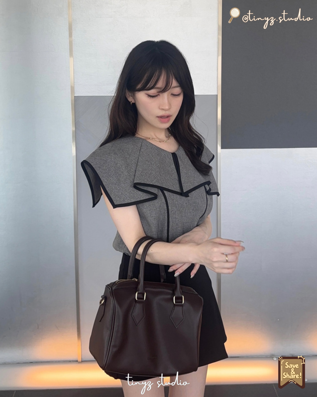 🇯🇵JAPAN ♥ Color scheme line ruffle collar blouse 雙色條紋荷葉邊領襯衫 jgpm5830