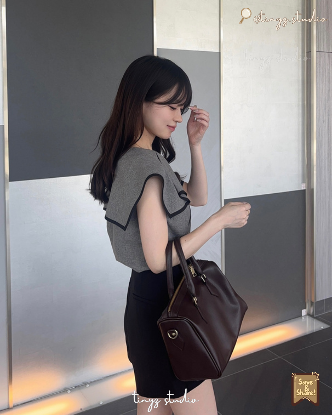 🇯🇵JAPAN ♥ Color scheme line ruffle collar blouse 雙色條紋荷葉邊領襯衫 jgpm5830