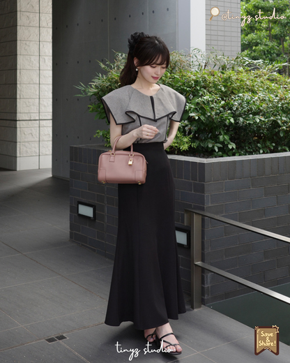 🇯🇵JAPAN ♥ Color scheme line ruffle collar blouse 雙色條紋荷葉邊領襯衫 jgpm5830