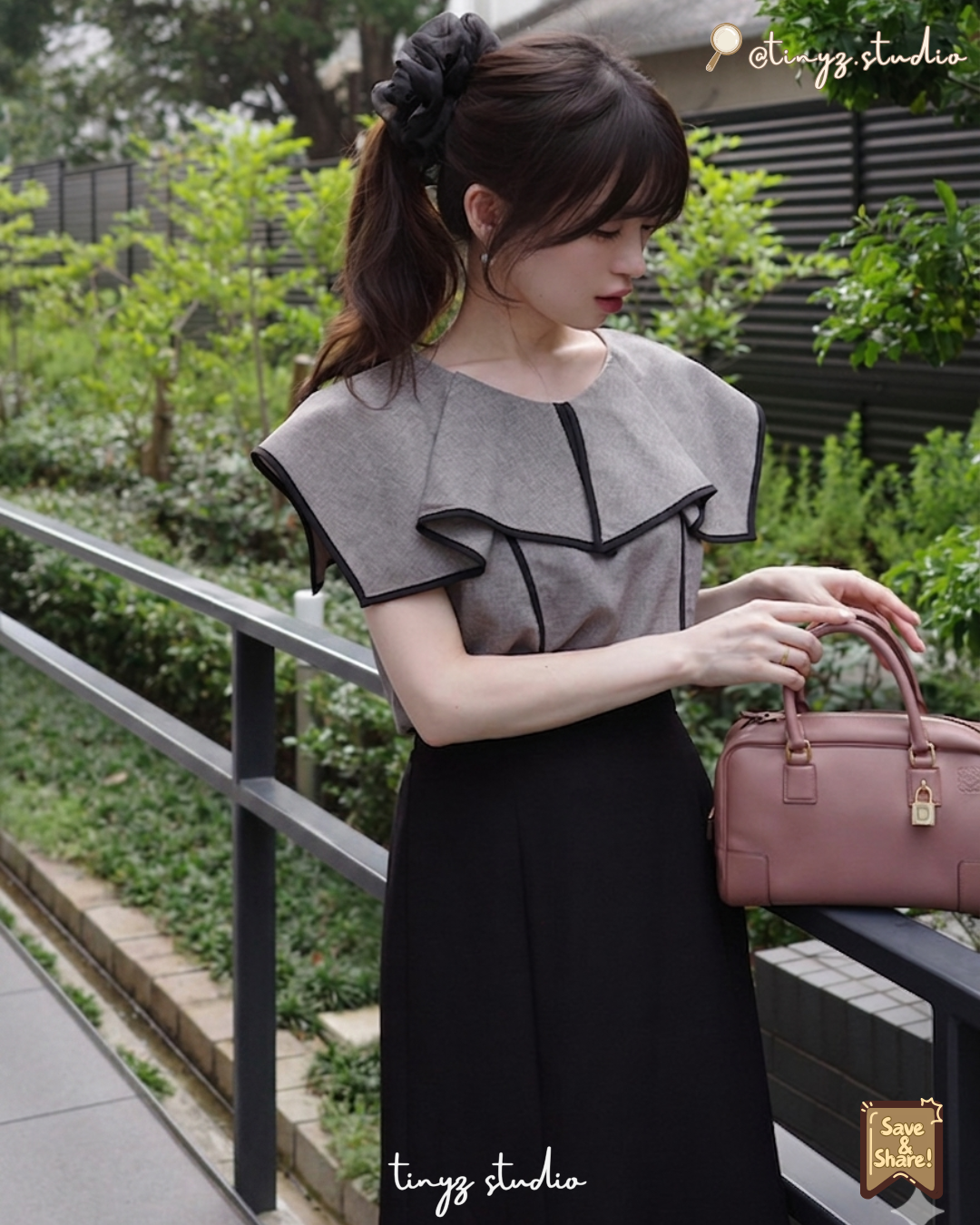 🇯🇵JAPAN ♥ Color scheme line ruffle collar blouse 雙色條紋荷葉邊領襯衫 jgpm5830