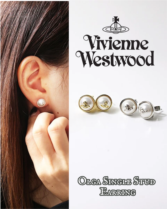 🇯🇵日本 ♥ VIVIENNE WESTWOOD🪐 JEWELLERY Olga brass and pearl stud earrings 西太后 黃銅珍珠耳環