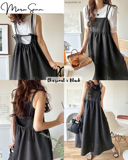 🇯🇵日本 格紋喇叭型吊帶連身裙 ◇ Japan Plaid Flared Slip Dress 🔎 ɪᴛᴇᴍ ɴᴏ：SS-jzrce1010442