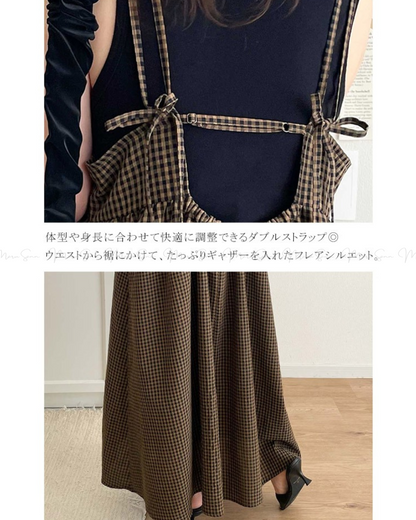 🇯🇵日本 格紋喇叭型吊帶連身裙 ◇ Japan Plaid Flared Slip Dress 🔎 ɪᴛᴇᴍ ɴᴏ：SS-jzrce1010442