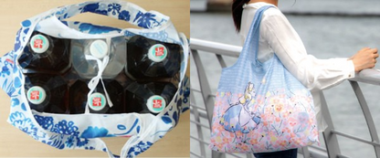 🇯🇵日本♡ DISNEY ALICE 2WAY eco bag Tote Bag 日版 迪士尼愛麗絲2用環保袋 折疊購物袋 53x40cm