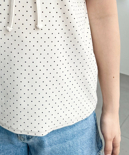 🇯🇵JAPAN ♥  波點荷葉袖綁帶蝴蝶結上衣 Polka-dot blouse with ruffled sleeves and a tie-front bow (ss-jr07211)