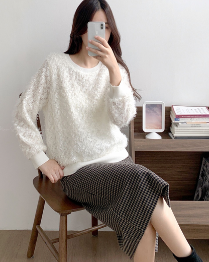 🇰🇷KOREA ♥ Shaggy mohair fur Knit Sweaters 毛茸茸的馬海毛針織毛衣 SS-KSS98974894