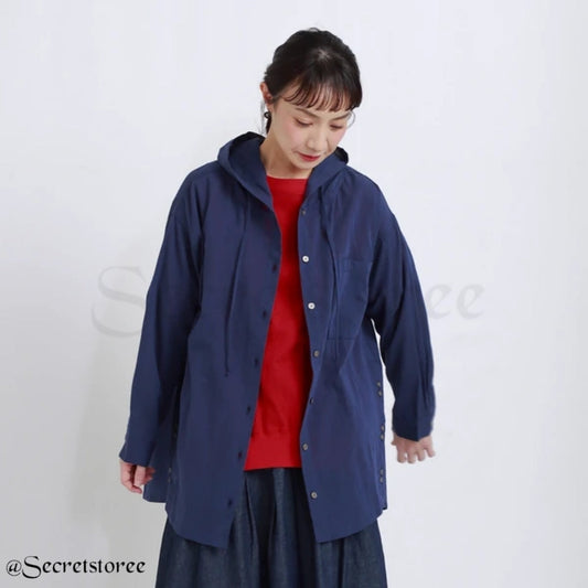 🇯🇵日本 ￨ 連帽純棉短身薄外套 Hooded Haori Coat SS-NAR1364 シングルガーゼフード付き羽織コート