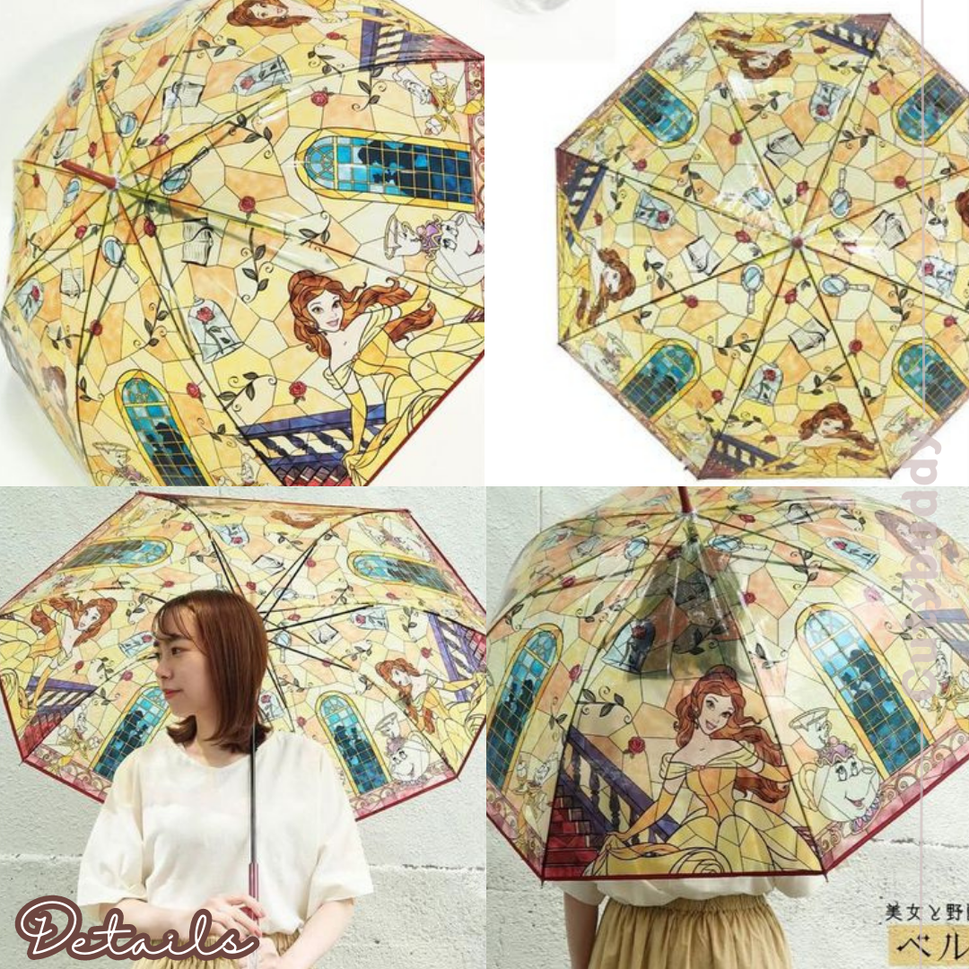 🇯🇵日本 貝兒玻璃彩繪長柄傘 Beauty and the Beast BELLE umbrella ステンドグラスアンブレラ ラプンツェル傘