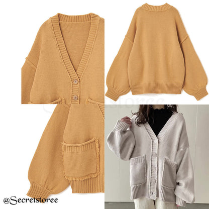 🇯🇵日本 ￨ 百搭流蘇口袋針織外套（8色入）[ss-San955]