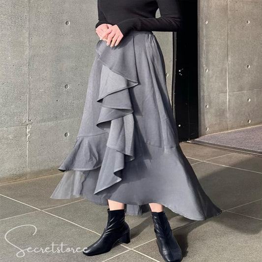 🇯🇵日本 不對稱薄紗荷葉邊半身裙(2色) skirt スカート★ 產品編號🔎 SS-jgpu0240