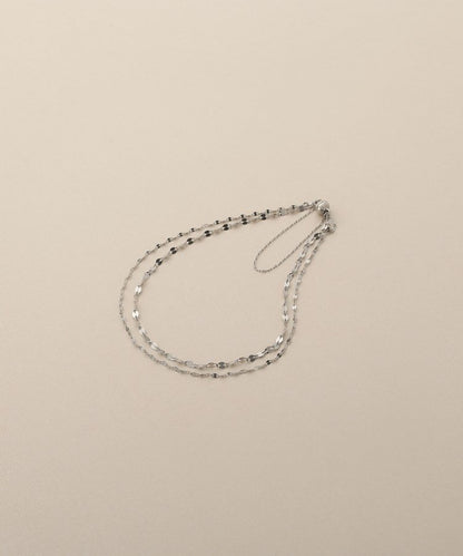 🇯🇵 JAPAN ♥ COCOSHNIK Platinum Flower Cross Double-Strand Magnetic Bracelet 鉑金 花卉十字雙排磁吸手鍊