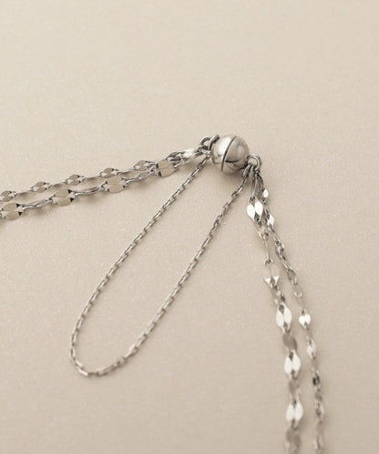 🇯🇵 JAPAN ♥ COCOSHNIK Platinum Flower Cross Double-Strand Magnetic Bracelet 鉑金 花卉十字雙排磁吸手鍊
