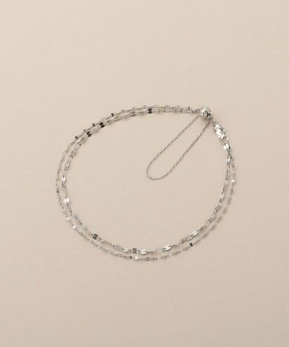 🇯🇵 JAPAN ♥ COCOSHNIK Platinum Flower Cross Double-Strand Magnetic Bracelet 鉑金 花卉十字雙排磁吸手鍊