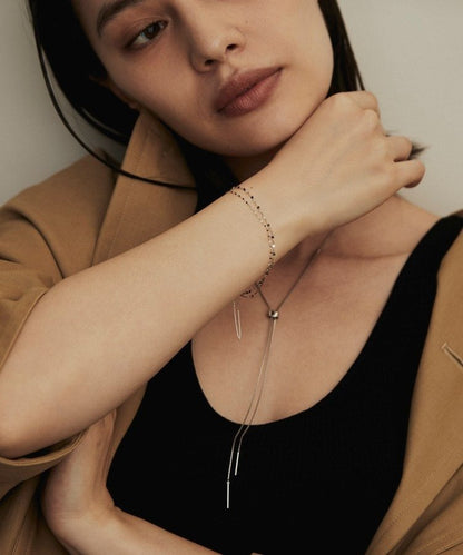 🇯🇵 JAPAN ♥ COCOSHNIK Platinum Flower Cross Double-Strand Magnetic Bracelet 鉑金 花卉十字雙排磁吸手鍊