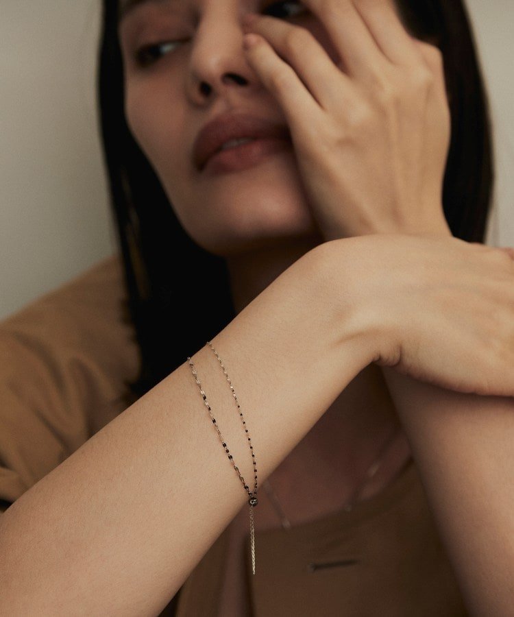 🇯🇵 JAPAN ♥ COCOSHNIK Platinum Flower Cross Double-Strand Magnetic Bracelet 鉑金 花卉十字雙排磁吸手鍊