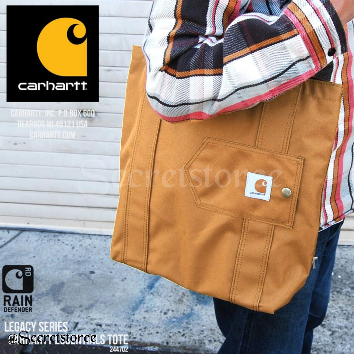 🇯🇵日本 CARHARTT Essential Tote Bag Work bag Tote カーハート トートバッグ トレードシリーズ　ワークバッグ　キャンバスパック マザーズバック ブラウン ブラック　通勤 通学