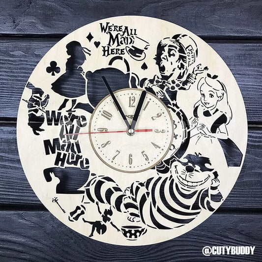 🇯🇵日本 ALICE鏤空全人手製木掛牆鐘 ALICE wood wall clock  アリス時計