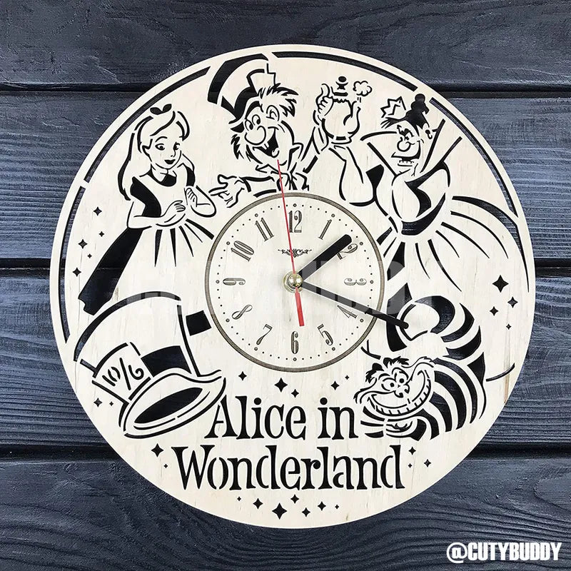 🇯🇵日本 ALICE鏤空全人手製木掛牆鐘 02 ALICE wood wall clock  アリス時計