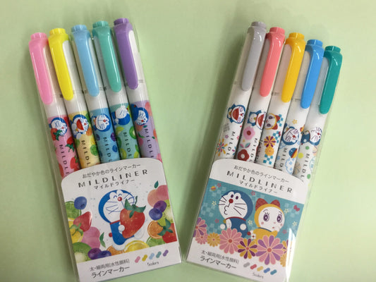 🇯🇵日本 多啦A夢 DOREAMON mildliner ドラえもん マイルドライナー 5色セット